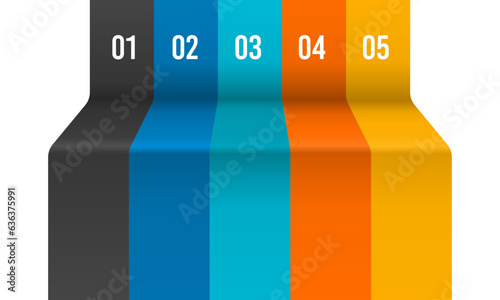 5 colors background with numbers has space for text. Vector illustration.
