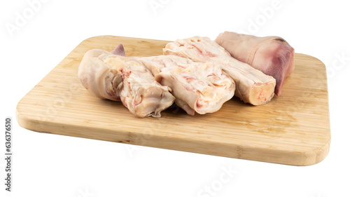 raw veal's feet sliced