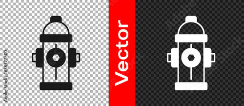 Black Fire hydrant icon isolated on transparent background. Vector