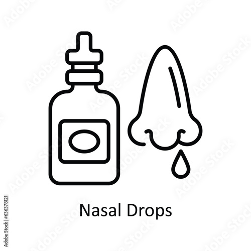 Nasal Drops Outline  Icon Design illustration. Pharmacy Symbol on White background EPS 10 File