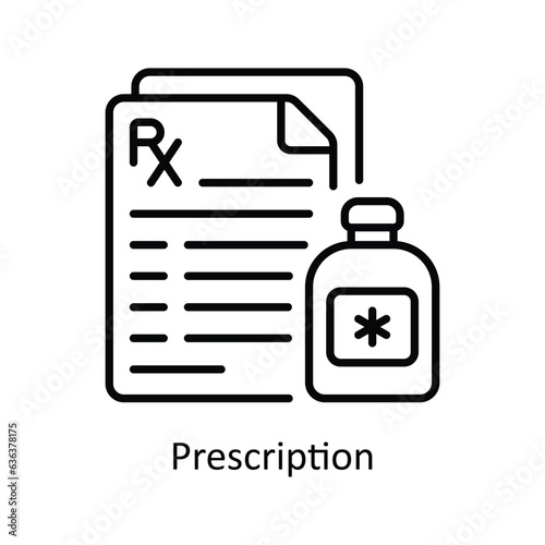 Prescription Outline  Icon Design illustration. Pharmacy Symbol on White background EPS 10 File