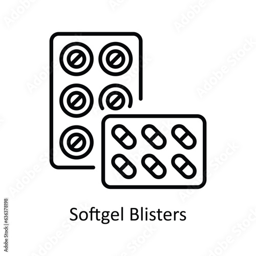 Softgel Blisters Outline  Icon Design illustration. Pharmacy Symbol on White background EPS 10 File