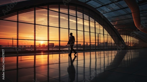 Modern office building or business center. High-rise windor buildings made of glass reflect the clouds and the sunset. empty street outside wall modernity civilization. growing up business..