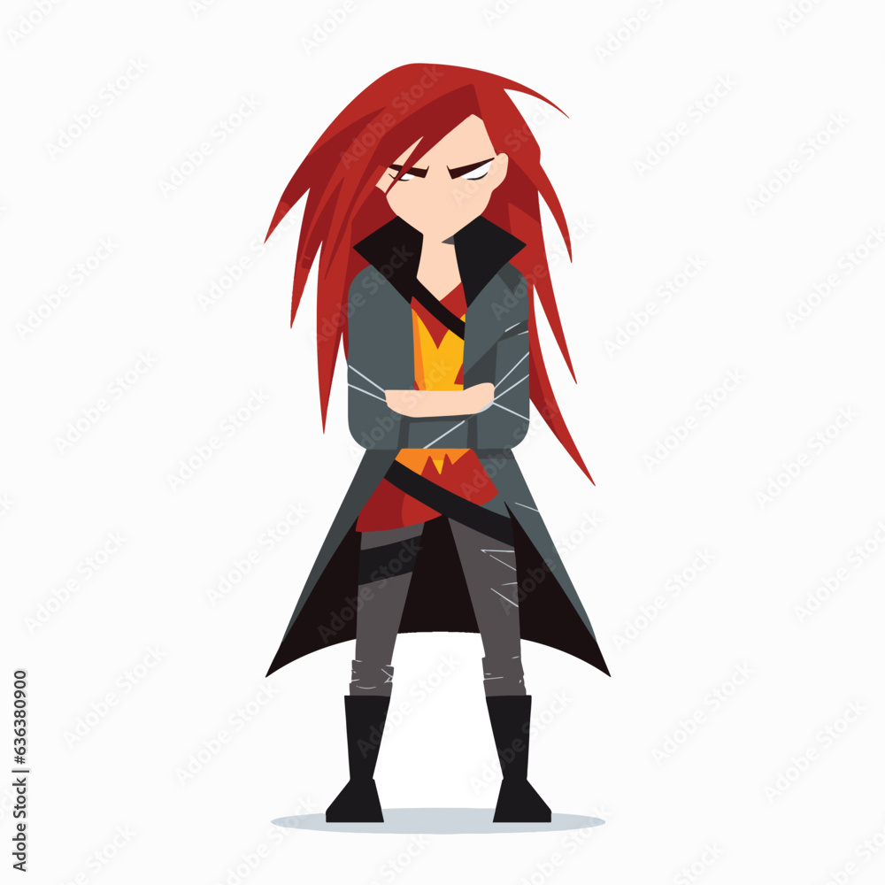 Electric Anime Boy with Striking Long Hair, Mascot design Electric Anime Boy with Striking Long Hair, Mascot design