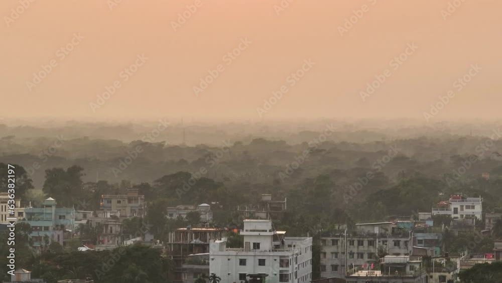 Aerial view of cities with lots of trees, Aerial View of Barisal City in Southern Bangladesh Aerial view of cities with lots of trees, Aerial View of Barisal City in Southern Bangladesh