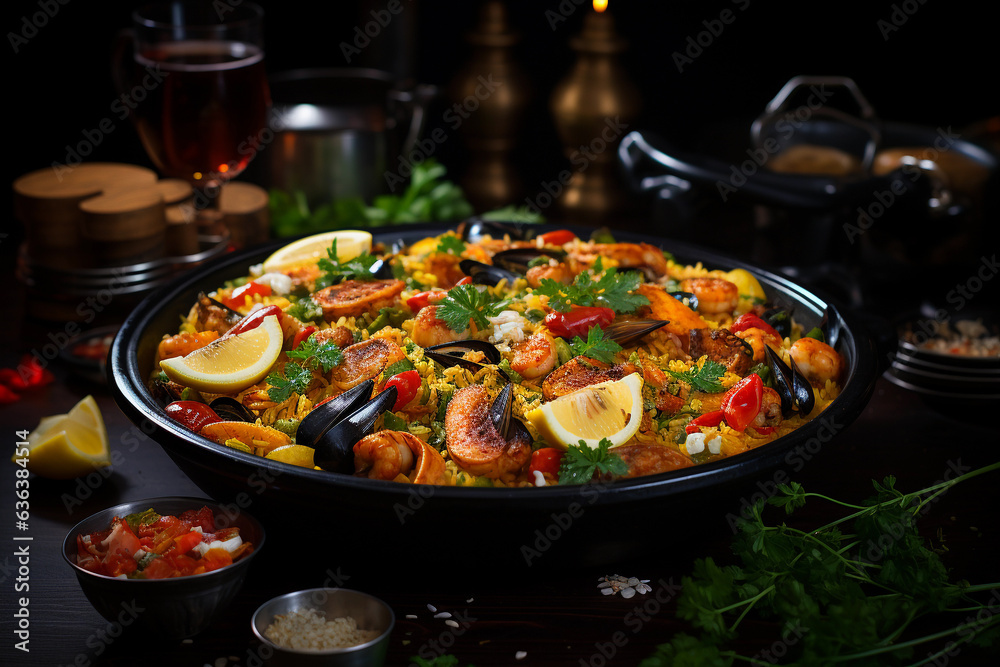 Paella with seafood 