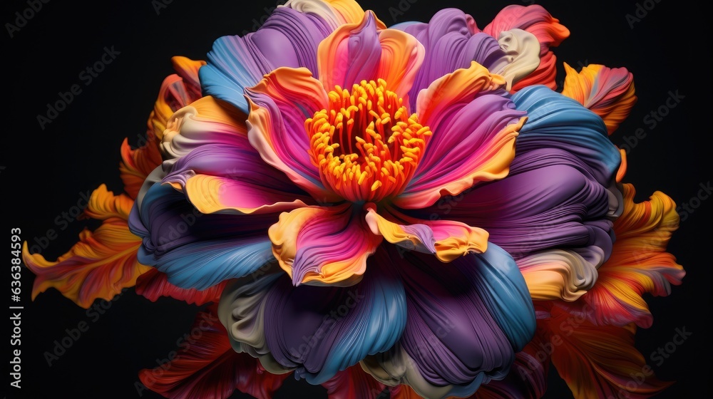 a vibrant flower in bloom, no background, 3D rendering
