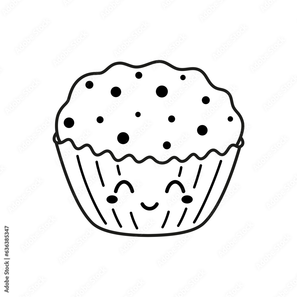 flat vector illustration of outline muffin flat vector illustration of outline muffin