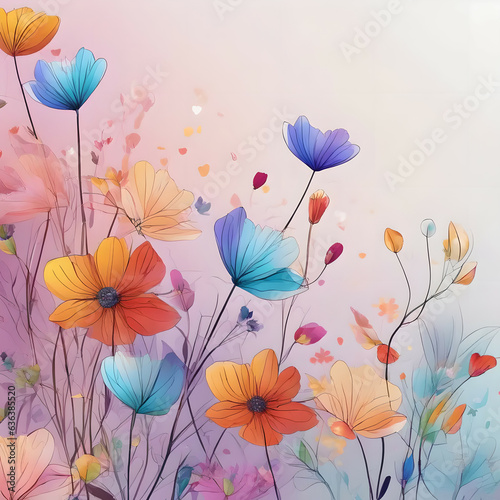Background with flowers. Generative AI. © Anna