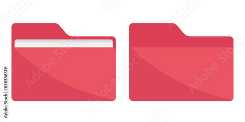Red folders. Open and closed folder icons. Black or dark gray folders. Isolated on white background.	
