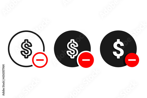 Money reduction icon. Illustration vector
