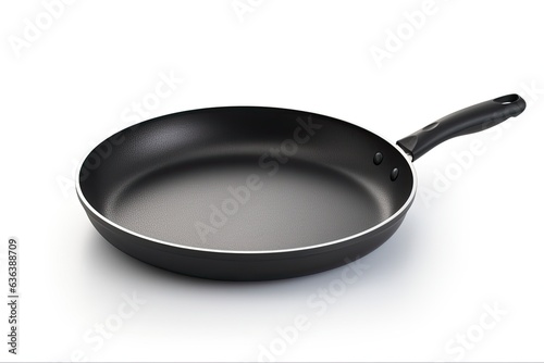 Black Non-Stick Teflon Frying Pan Isolated on White Background for Easy Cooking & Cleaning - Kitchen Essential: Generative AI