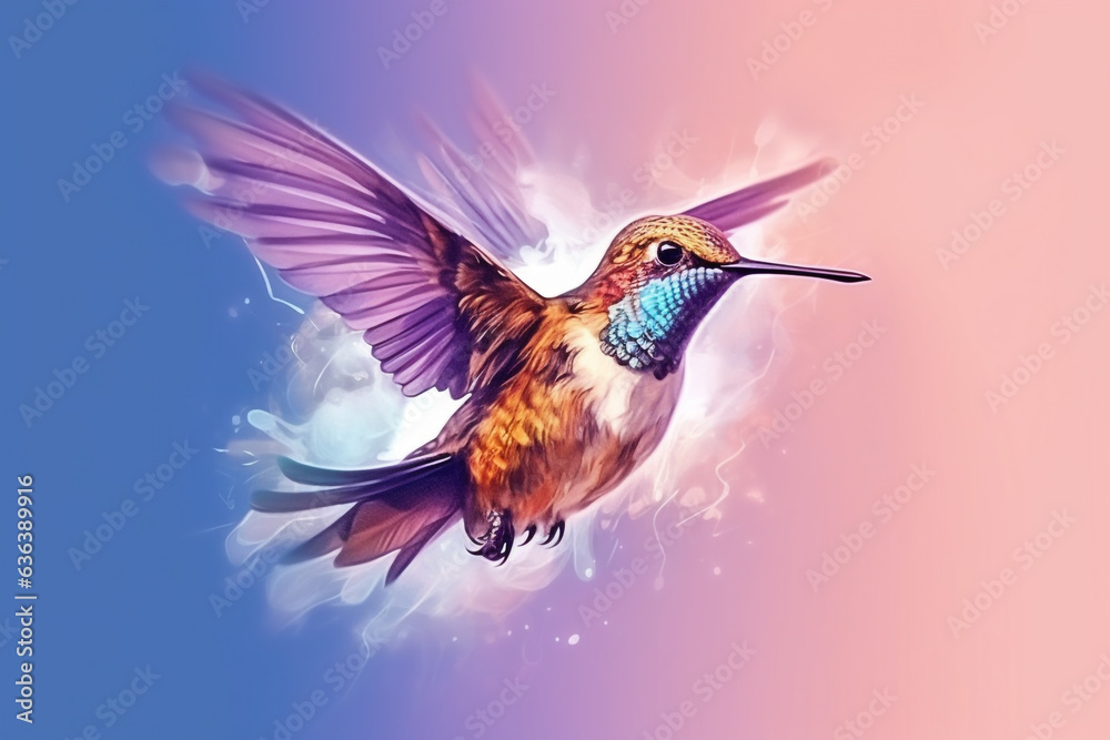 Fototapeta premium Colorful humming-bird with beautiful nuances