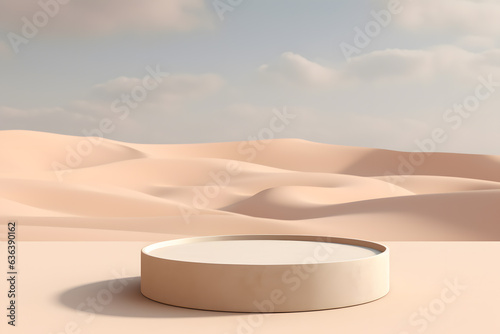 podium in of sand dunes background minimalist concept ai generated