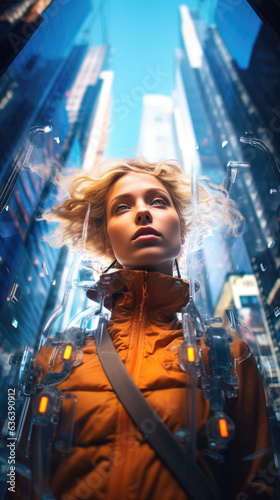 Beautiful futuristic young woman