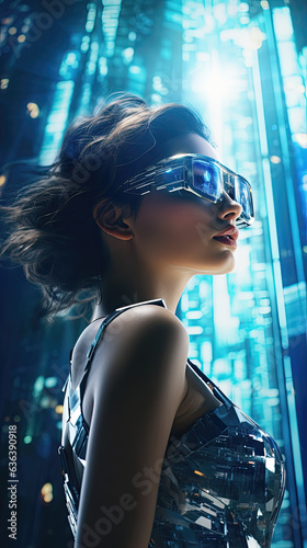 Beautiful futuristic young woman
