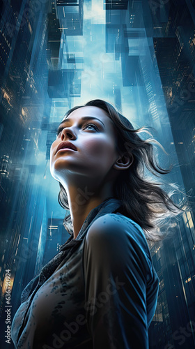 Beautiful futuristic young woman