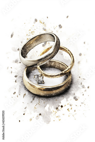 Minimal illustration of three wedding rings