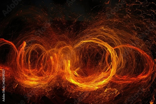 Night hell: dance of flames, golden sparks., generative IA