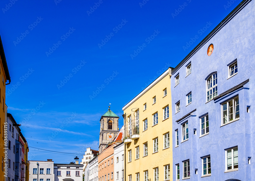 historic buildings at the old town of Wasserburg am Inn - germany