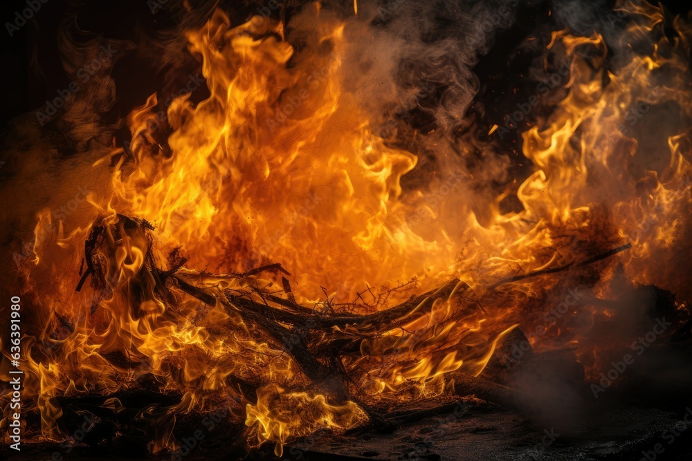 Vibrant flames dance in fiery symphony., generative IA Vibrant flames dance in fiery symphony., generative IA