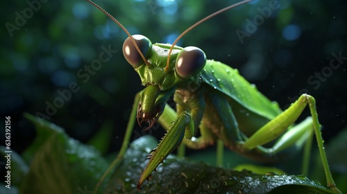 praying mantis.Generative AI © shuvodesign