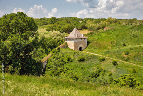 Walls of Khotyn Fortress, medieval fortification complex in Ukraine. photo