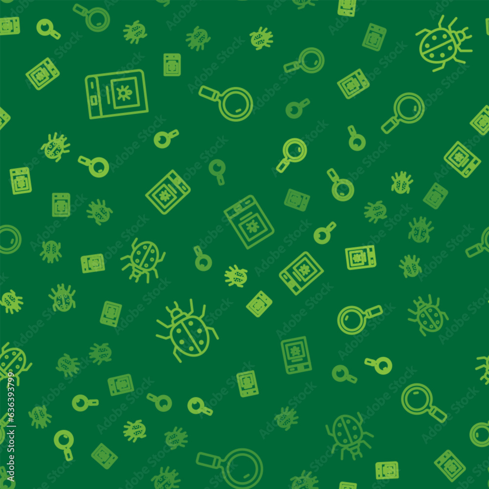 Set line Book about insect, Mite and Magnifying glass on seamless pattern. Vector Set line Book about insect, Mite and Magnifying glass on seamless pattern. Vector
