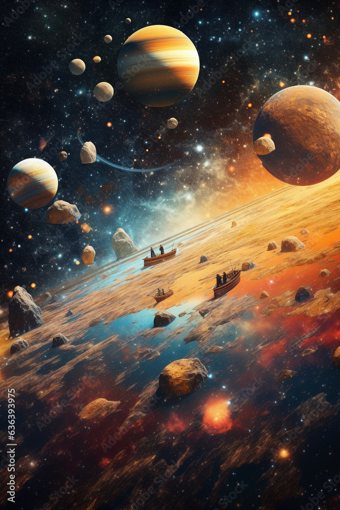 Space with stars sci-fi illustration