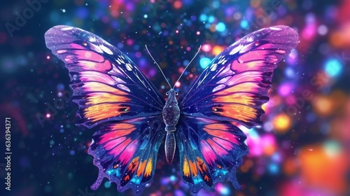 psychedelic butterfly moving left to right.Generative AI © shuvodesign
