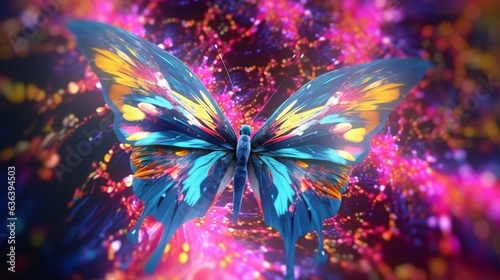 psychedelic butterfly moving left to right.Generative AI