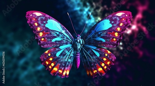 psychedelic butterfly moving left to right.Generative AI © shuvodesign