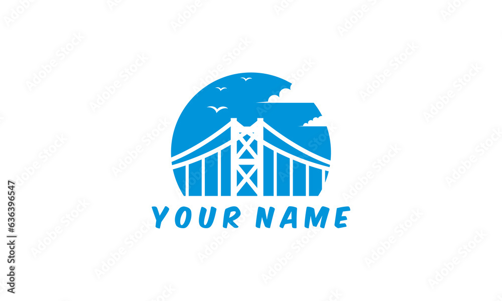 Simple bridge logo and scenery for your icon, emblem, sticker