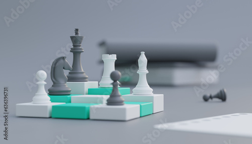 3D render business chess background photo