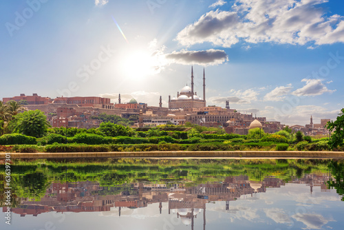 Obraz na płótnie Beautiful scenery of Cairo park and the Great Mosque of Muhammad Ali Pasha, Egypt w salonie