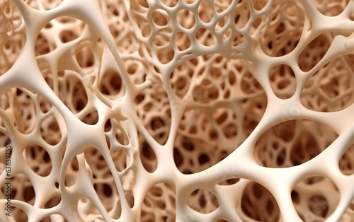 Bone tissue  generative ai macro view illustration porous texture of the bone