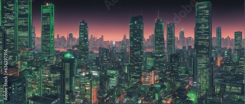 Wallpaper Mural Sunset in the city, neon punk style Torontodigital.ca