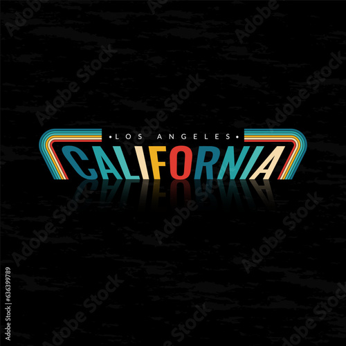 Retro vintage California logo badges on black background graphics for t-shirts and other print production. Vector illustration for design. 70s-style concept.