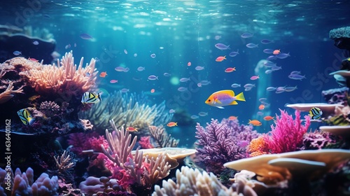 Underwater world. Coral reef and fishes in Red sea at Egypt. Generative AI © Irina