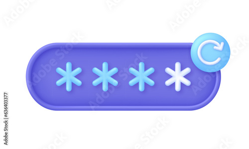 3D Password reset illustration. Update personal data concept. Getting a new username and password for an account.