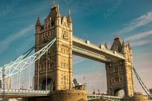 Iconic Tower Bridge in London, England is an impressive feat of engineering photo