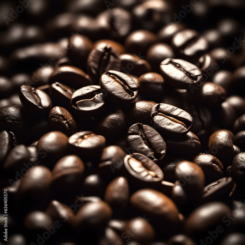 coffee beans are scattered on a white surface. Generative AI