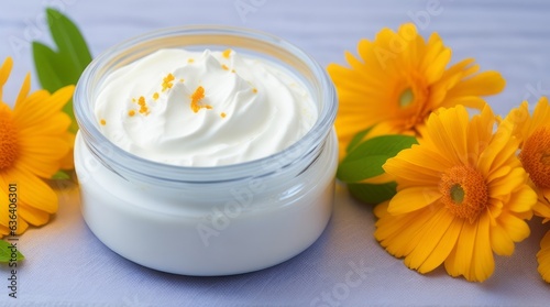 cosmetic cream and flower