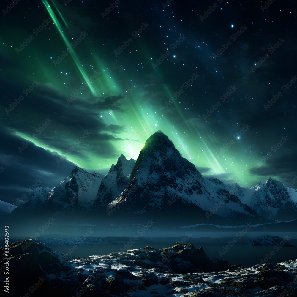 aurora over the mountains