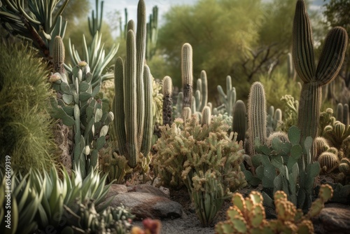 Wallpaper Mural Lofty cacti in vivid desert in sunlight., generative IA Torontodigital.ca