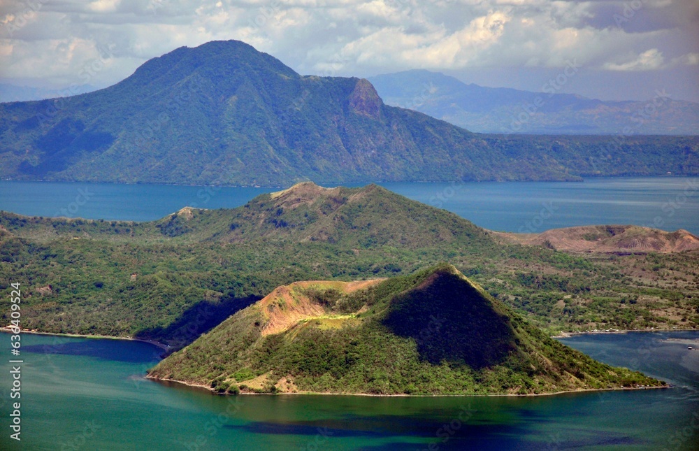 Aerial view of Taal Volcano in the province of Batangas, Philippines, on the island of Luzon
