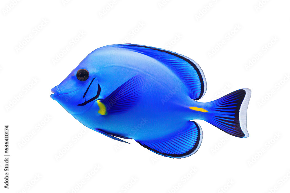 Naklejka premium Blue tang isolated on white background. Generative AI