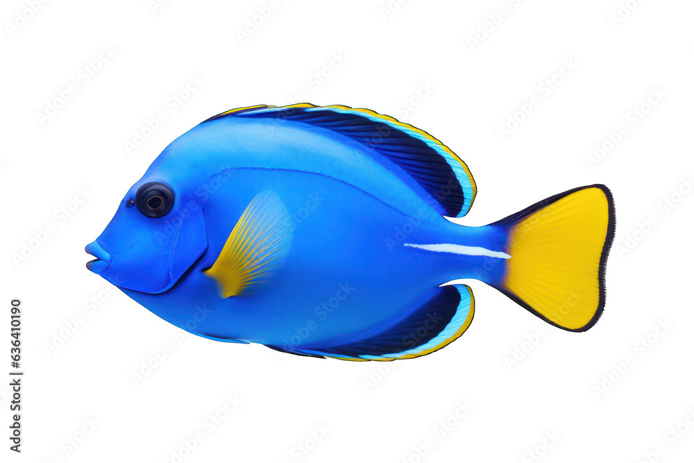 Naklejka premium Blue tang isolated on white background. Generative AI