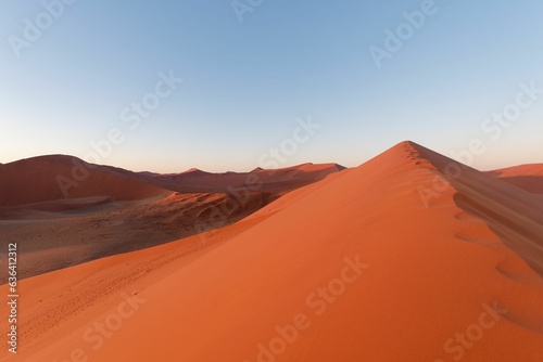 Scenic view of sunset over Namib desert at Naukluft National Park in Namibia