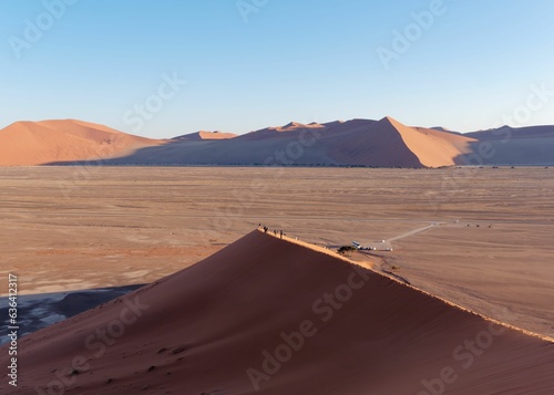 Scenic view of sunset over Namib desert at Naukluft National Park in Namibia